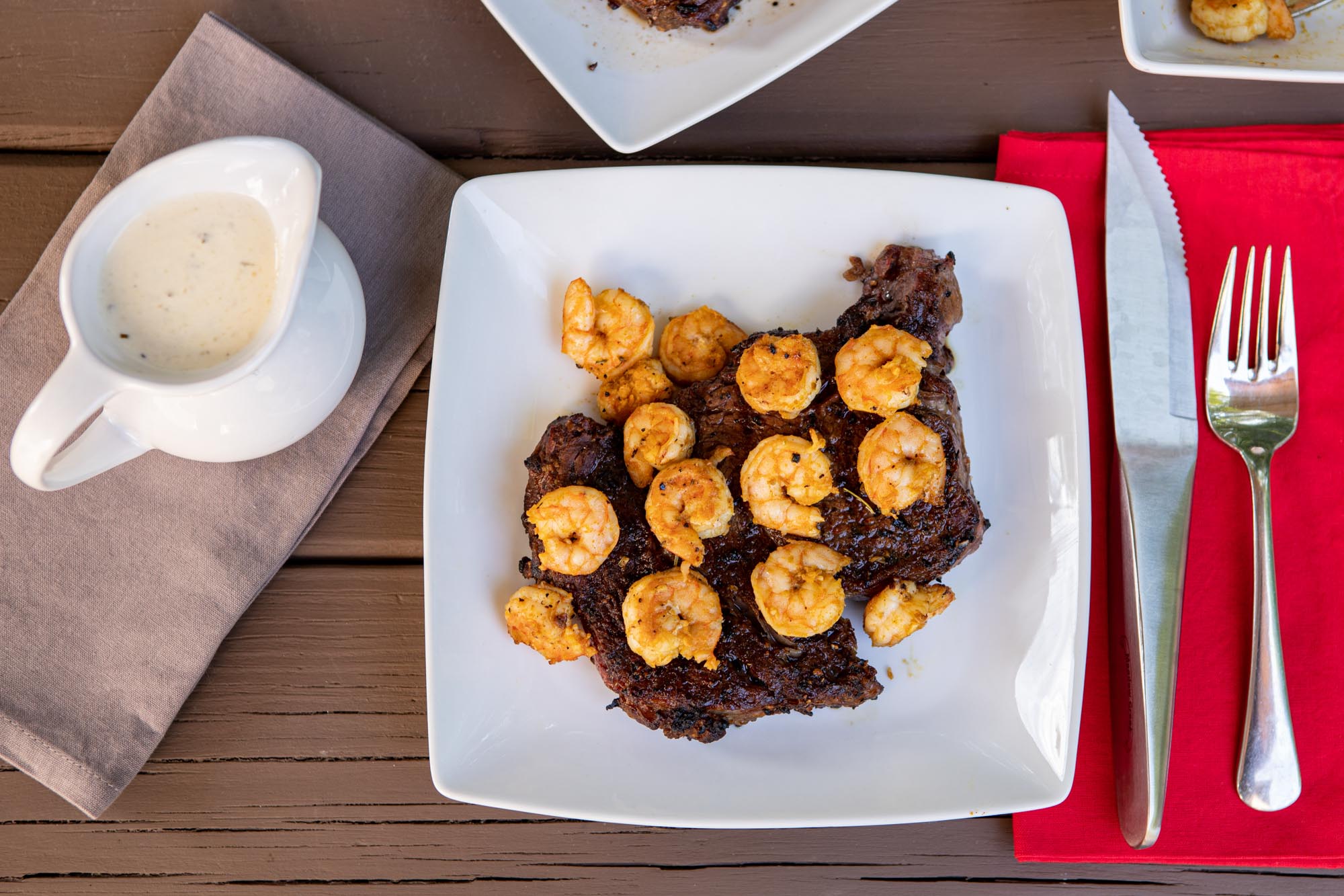 Shrimp and Parmesan Steak on the Big Green Egg