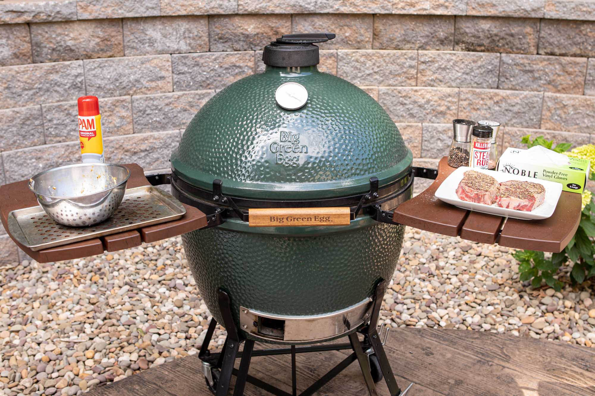 Shrimp and Parmesan Steak on the Big Green Egg