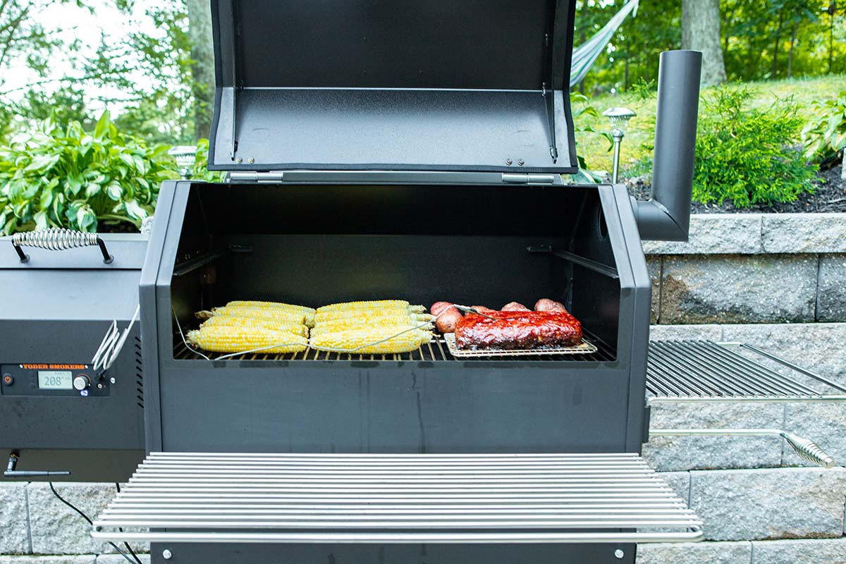 Smoked Meatloaf, Corn on the Cob, and Potatoes on the Yoder Pellet Smoker