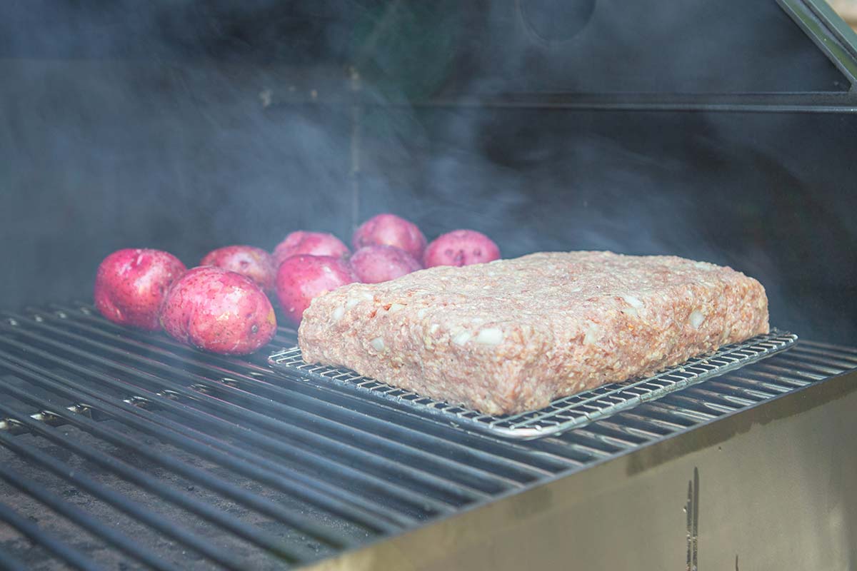 Smoked Meatloaf, Corn on the Cob, and Potatoes on the Yoder Pellet Smoker