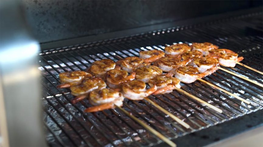 Jim Elser’s Spicy Shrimp Skewers  on the Green Mountain Grill