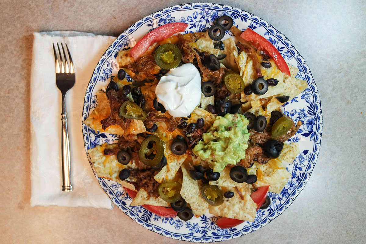 Pulled Pork Nachos on the Green Mountain Pellet Grill