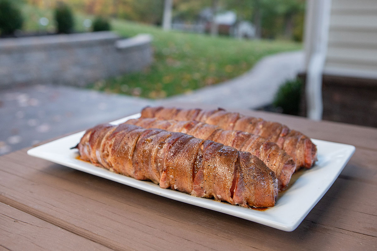 Bacon-Wrapped Apple-Stuffed Tenderloin on the Big Green Egg