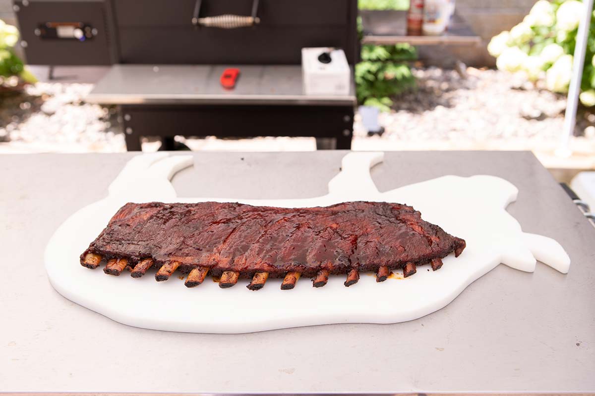 Smoked Pork Ribs Ready to Slice