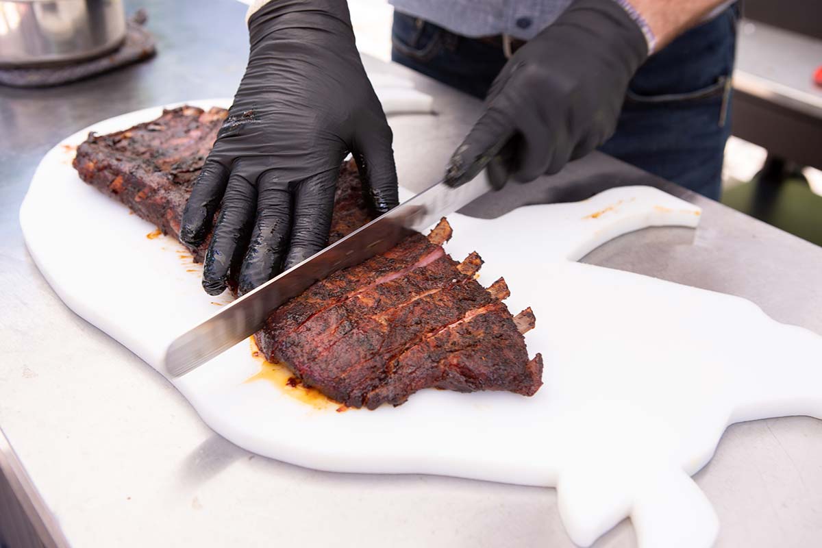 Slicing Smoked Ribs