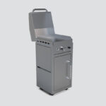 Fusion GFE40 Single-Burner Gas Griddle With Stainless Steel Lid on a Portable Cart