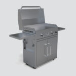 Fusion GFE75 Double-Burner Gas Griddle With Stainless Steel Lid and Trim Kit on a Portable Cart