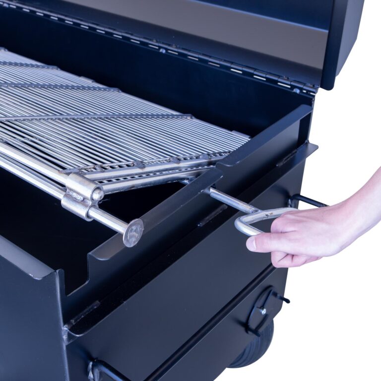 Pivoting Double Sided Stainless Steel Grate on BBQ42 Chicken Cooker