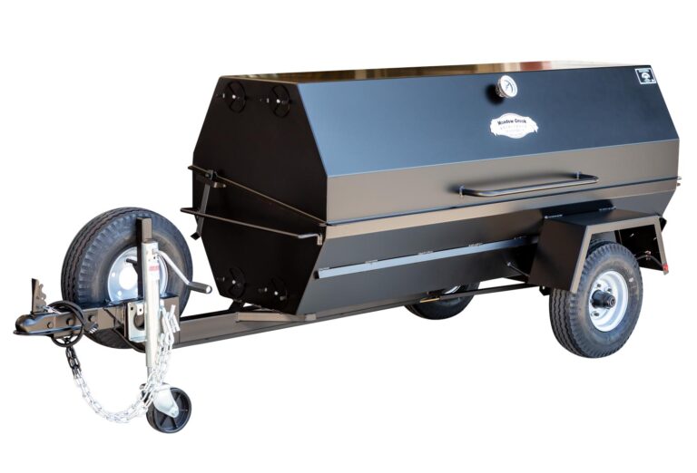 Meadow Creek PR72T Pig Roaster Trailer With Optional Spare Tire Mounted and Charcoal Pullout