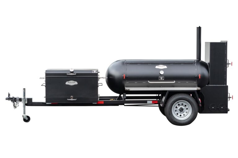 Meadow Creek TS250 Tank Smoker With Optional BBQ42 With Charcoal Pullout and Stainless Steel Exterior Shelves