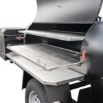 Sliding Grates on TS250 Tank Smoker With Optional BBQ42 With Charcoal Pullout and Stainless Steel Exterior Shelves