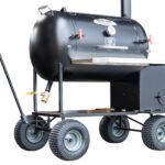 Optional Wagon Chassis, Probe Port, and Stainless Steel Exterior Shelf on TS70P Tank Smoker