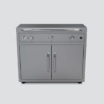 Fusion GFE105 Three-Burner Gas Griddle With Stainless Steel Lid and Trim Kit on a Portable Cart