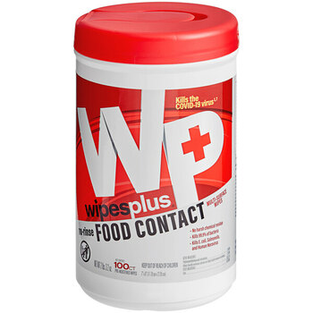 WipesPlus 7"x9" 100-Count No-Rinse Food Contact Surface Sanitizing Wipes